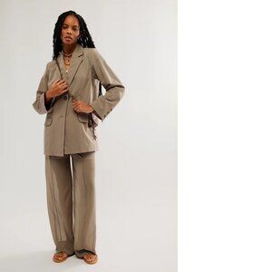 new FREE PEOPLE sheer soul suit set blazer pants size 6